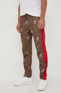 Spodnie męskie - Guess spodnie dresowe Guess x Banksy kolor brązowy wzorzyste - grafika 1