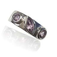 Pierścionki - ankabizuteria.pl Pierścionek srebrny z naturalnymi ametystami - miniaturka - grafika 1