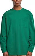 Koszulki męskie - Urban Classics Męska koszulka z długim rękawem Heavy Oversized Pocket Longsleeve T-Shirt, zielona, XL - miniaturka - grafika 1