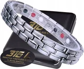 Bransolety męskie - SREBRNA ZDROWOTNA BRANSOLETA BRANSOLETKA MĘSKA MAGNETYCZNA MOCNA ORYGINAŁ - miniaturka - grafika 1