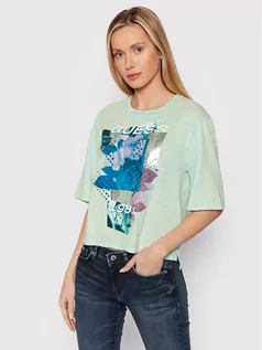 Koszulki i topy damskie - Guess T-Shirt W2RI08 KB1P0 Zielony Relaxed Fit - grafika 1
