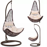 Fotele ogrodowe wiszące - Sofotel Fotel ogrodowy wiszący Cabana brązowy + beżowe poduszki - miniaturka - grafika 1