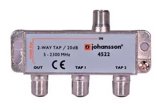 2 WAY TAP Odgałęźnik 2-krotny Johansson 20 dB 4522 - Akcesoria TV-SAT - miniaturka - grafika 1