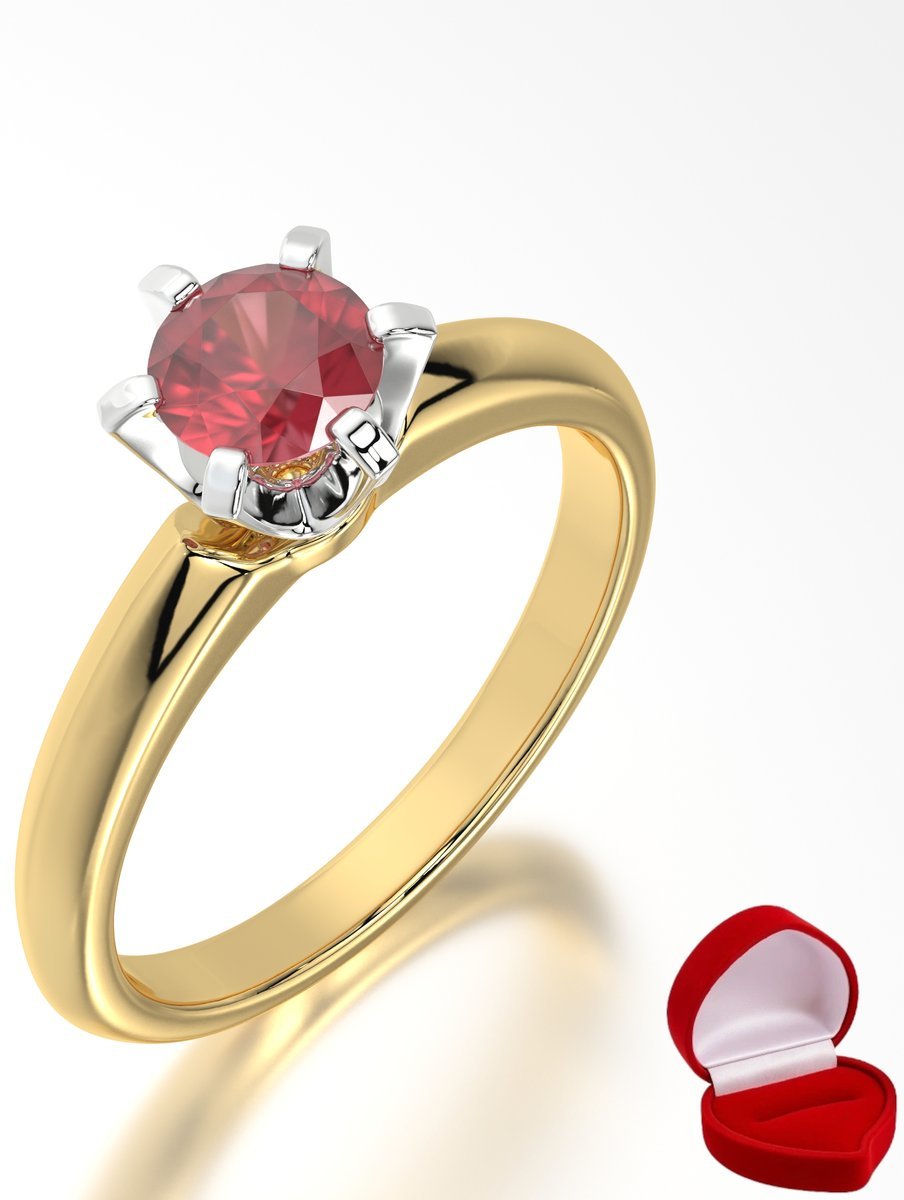 ZŁOTY PIERŚCIONEK ZARĘCZYNOWY 585 14k RUBIN 0,50 ct + PUDEŁKO R21