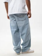 Spodnie męskie - SPODNIE JEANSOWE SUPER BAGGY Męskie Sprane Jasne Niebieskie Jigga Wear XXL - miniaturka - grafika 1