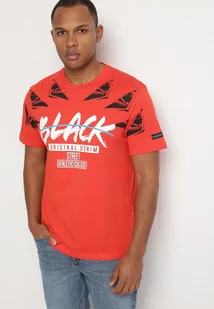 Pomarańczowa Koszulka z Bawełny z Nadrukiem Vorassa - Koszulki męskie - miniaturka - grafika 1