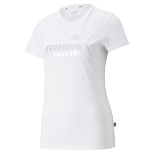 Puma Koszulka Damska T-Shirt Ess Metallic Logo Tee Biała 848303 02 Xs - Koszulki i topy damskie - miniaturka - grafika 1