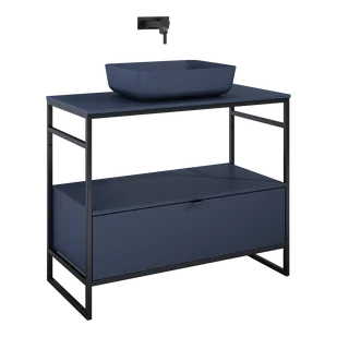 ELITA  INDUS 100 1S NAVY BLUE MATT DO STELAŻA SZAFKA PODUMYWALKOWA STOJĄCA NA NÓŻKACH 168755 - Szafki łazienkowe - miniaturka - grafika 1
