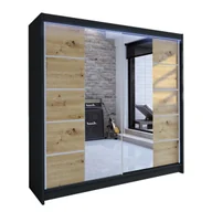 Szafy - Szafa z drzwiami przesuwnymi Talin V z oświetleniem RGB, Czarny / Dąb Artisan - miniaturka - grafika 1