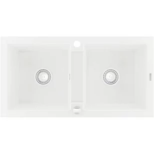 Mexen Mario zlewozmywak granitowy 2-komorowy 820 x 436 mm, biały - 6504822000-20 - Zlewozmywaki - miniaturka - grafika 1