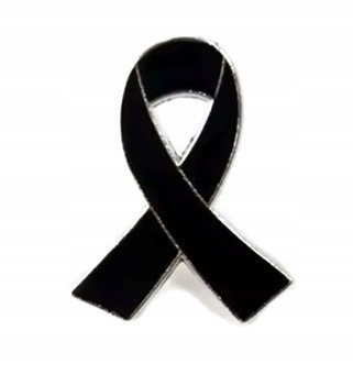 PIN, PRZYPINKA, BROSZKA, PLAKIETKA -SYMBOL ŻAŁOBY - CZARNA WSTĄŻKA ŻAŁOBNA