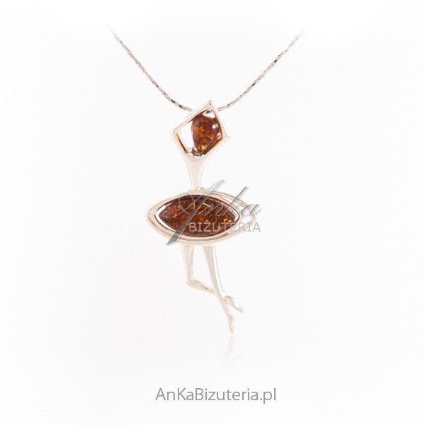 ankabizuteria.pl Srebrna zawieszka z bursztynem BALETNICA