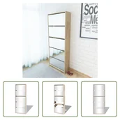 Szafki na buty - The Living Store Szafka na buty z 5 przegrodami lustro dąb 63x17x169,5 cm - miniaturka - grafika 1