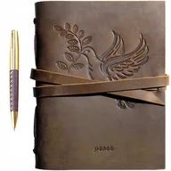 Notesy i bloczki - Notes Dziennik Skórzany Postarzany Vintage Miękki 20 X 15Cm Z Motywem Ptaka - miniaturka - grafika 1