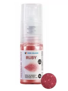 BARWNIK SPOŻYWCZY PYŁEK PERŁOWY Z POMPKĄ Metallic Ruby - Rubinowy 5g - Dodatki do ciast w proszku - miniaturka - grafika 1