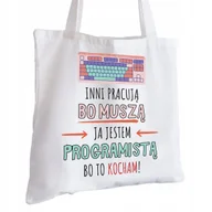 Torby i wózki na zakupy - Torba Bawełniana biała dla Programisty Na Prezent ekologiczna Trwały Nadruk - miniaturka - grafika 1