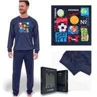 Piżamy damskie - CORNETTE Pi��ama M��ska WINNER 308/258 Bawe��niana Granatowa Paski Rozmiar XXL - miniaturka - grafika 1