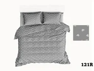 Pościel - Extrapościel Pościel bawełniana 150x200 R121 szara serca serduszka białe 275D 1 poszewka 50x60 - miniaturka - grafika 1