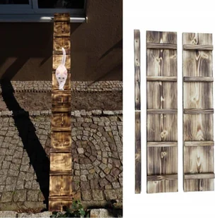 QLS DRABINKA DREWNIANA SCHODY DLA KOTA 5M + HAKI - Pozostałe akcesoria dla kotów - miniaturka - grafika 1