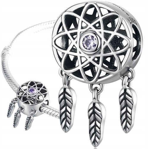 Ivybands CHARMS ŁAPACZ SNÓW srebro 925 srebrny piórka pióra koralik zawieszka charms