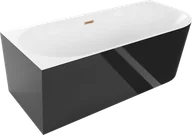 Wanny - Mexen Mia wanna wolnostojąca narożna lewa 180 x 80 cm, biała/czarna, przelew miedź szczotkowana - 52691808075L-65 - miniaturka - grafika 1