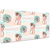 Podkładki na biurko - Mata ochronna z nadrukiem Różowe papugi 100x50 cm, Dywanomat - miniaturka - grafika 1