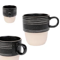 Kubki - Kubek KAMIONKOWY 400ML duży GRANTI ze żłobieniem paski czarny 0,4 l HOMLA - miniaturka - grafika 1