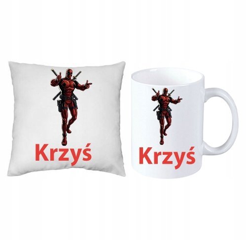 Deadpool Marvel ZESTAW PODUSZKA + KUBEK + IMIĘ