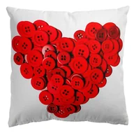 Poszewki na poduszki - Poszewka dekoracyjna 43x43 Jess Eco Buttons Serce biała czerwona Domarex - miniaturka - grafika 1