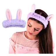 Ozdoby do włosów - Opaska Kosmetyczna Fioletowa do Makijażu Królicze Uszy Elastyczna Miękka - miniaturka - grafika 1