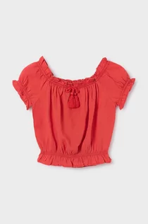Bluzki dla dziewczynek - Mayoral bluzka dziecięca kolor pomarańczowy gładka - grafika 1