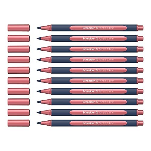 Schneider ML05001081 Metallic Rollerball długopis (grubość kreski 0,4 mm, tusz wysokometaliczny, szybkoschnący, obudowa z 88% biologicznego tworzywa sztucznego) 10 sztuk w kolorze vintage red metallic