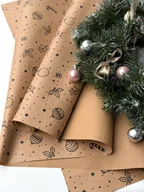 Folia, papier śniadaniowy, serwetki - Papier kraftowy Świąteczna atmosfera czarny 60cmx10m do pakowania prezentów - miniaturka - grafika 1