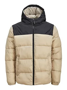 Bestseller A/S Męska kurtka puchowa JJETOBY Puffer Hood SN, Crockery/Detail:Black Blocking, XL, Crockery/Detail:black Blocking - Kurtki męskie - miniaturka - grafika 1