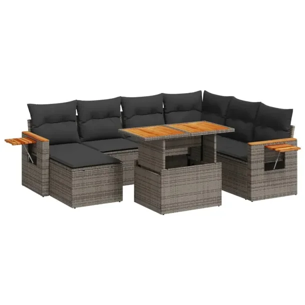 Zestaw mebli ogrodowych szary 55 x 62 x 69 cm, rattan PE, stal malowana pro