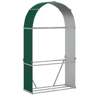 vidaXL Stojak na drewno, zielony, 120x45x210 cm, stal galwanizowana - Wózki magazynowe - miniaturka - grafika 1