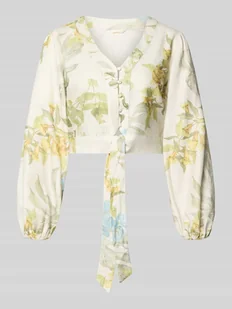 Bluzka o krótkim kroju z mieszanki lnu i wiskozy model 'SHIRLEY' - Bluzki damskie Bluzka o krótkim kroju z mieszanki lnu i wiskozy model 'SHIRLEY' - Bluzki damskie - miniaturka - grafika 1