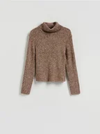 Swetry damskie - Reserved - Sweter z golfem - brązowy - miniaturka - grafika 1