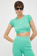 Koszulki sportowe damskie - Calvin Klein Jeans top damski kolor zielony - miniaturka - grafika 1