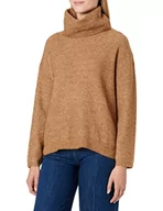 Swetry damskie - Vila Damski sweter VICILIA z golfem L/S Knit top/SU-NOOS, toasted Coconut/szczegóły: melanż, XXL, Toasted Coconut/Szczegóły: melanż, XXL - miniaturka - grafika 1