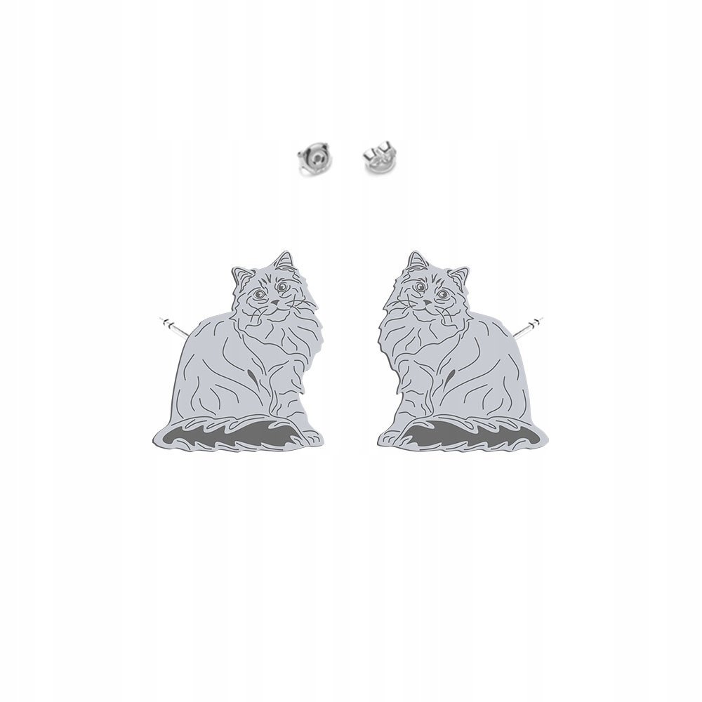 Kolczyki Srebrne Kot Syberyjski 925 Biżuteria Prezent DEDYKACJA GRATIS