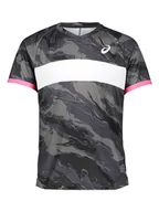 Koszulki sportowe męskie - asics Koszulka sportowa w kolorze czarno-szarym - miniaturka - grafika 1