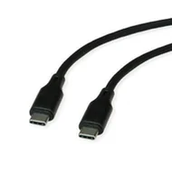 Kable USB - ROLINE Kabel USB 2.0, C-C, M/M, 60W, silikonowy, czarny, 1 m - miniaturka - grafika 1