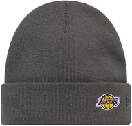 Czapki damskie - Czapka zimowa NEW ERA LA Lakers NBA Mini Logo Cuff Knit Beanie szara - miniaturka - grafika 1