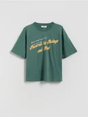 Koszulki dla chłopców - Reserved - T-shirt z nadrukiem - zielony - miniaturka - grafika 1