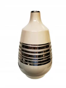 Wazon dekoracyjny ceramiczny beżowo-szary 32 cm - Wazony i flakony - miniaturka - grafika 1