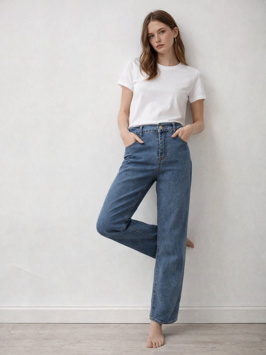 Jeansy WIDE LEG niebieski S