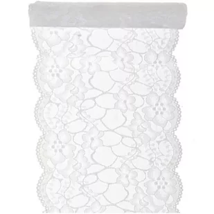 SAN Dekoracja bieżnik koronkowy na stół - biały - 18 cm - 1 szt. S5290-1 - Dekoracje i nakrycia stołu na imprezę - miniaturka - grafika 1