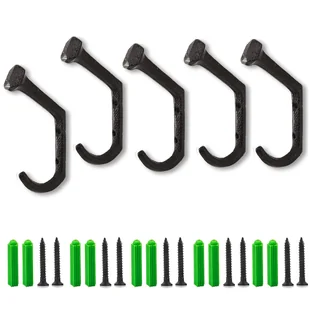 TEMU Zestaw 5 sztuk wiejskich haczyków z żeliwa, wieszak na płaszcze w stylu farmhouse do montażu na ścianie, wytrzymały retro czarny haczyk w - Inne - miniaturka - grafika 1