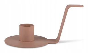 ŚWIECZNIK na długą świecę METALOWY różowy z rączką - Świeczniki - miniaturka - grafika 1